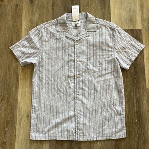 NWT Goodfellow & Co Vacay Button Down Camp Shirt Blue Stripe Size S